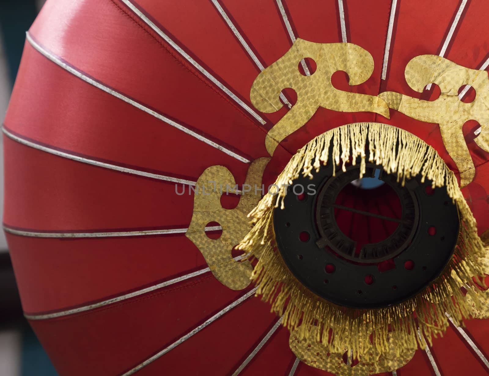 Red decorative Chinese lantern, view from below