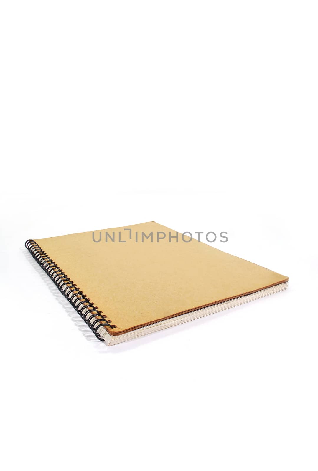 Wood cover notebook isolated on white background.(with Clipping Path).