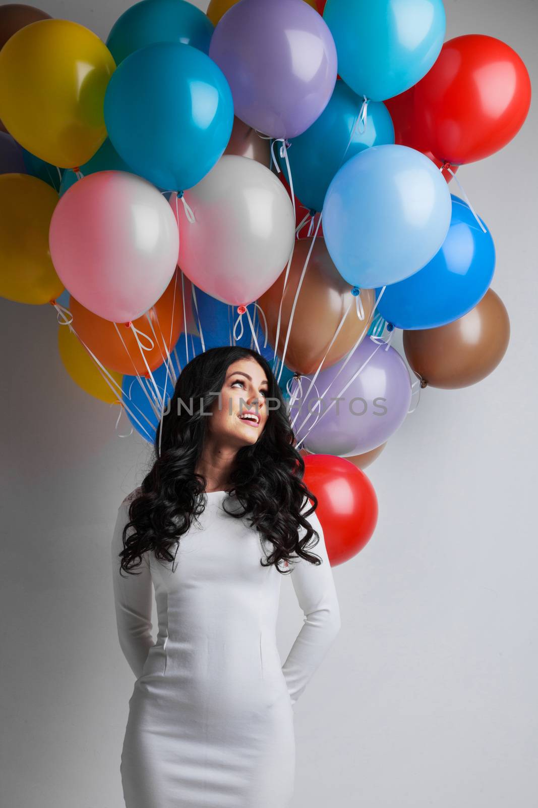 Woman with colored balloons by Yellowj