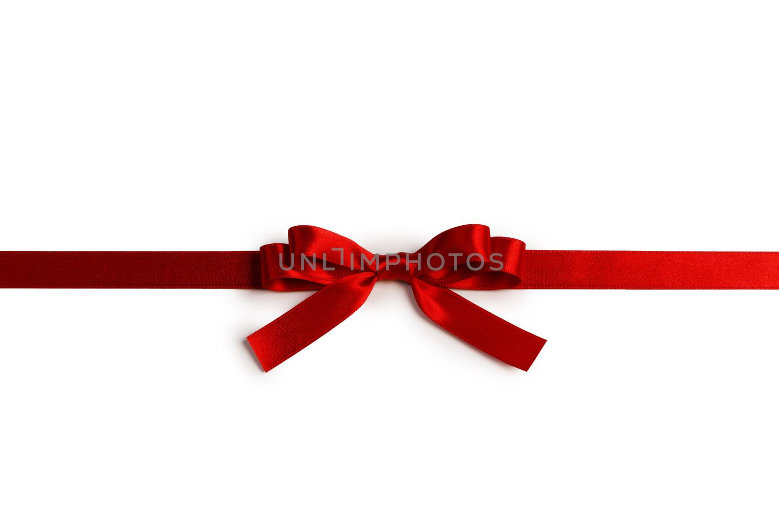 Elegant satin red ribbon bow isolated on white background