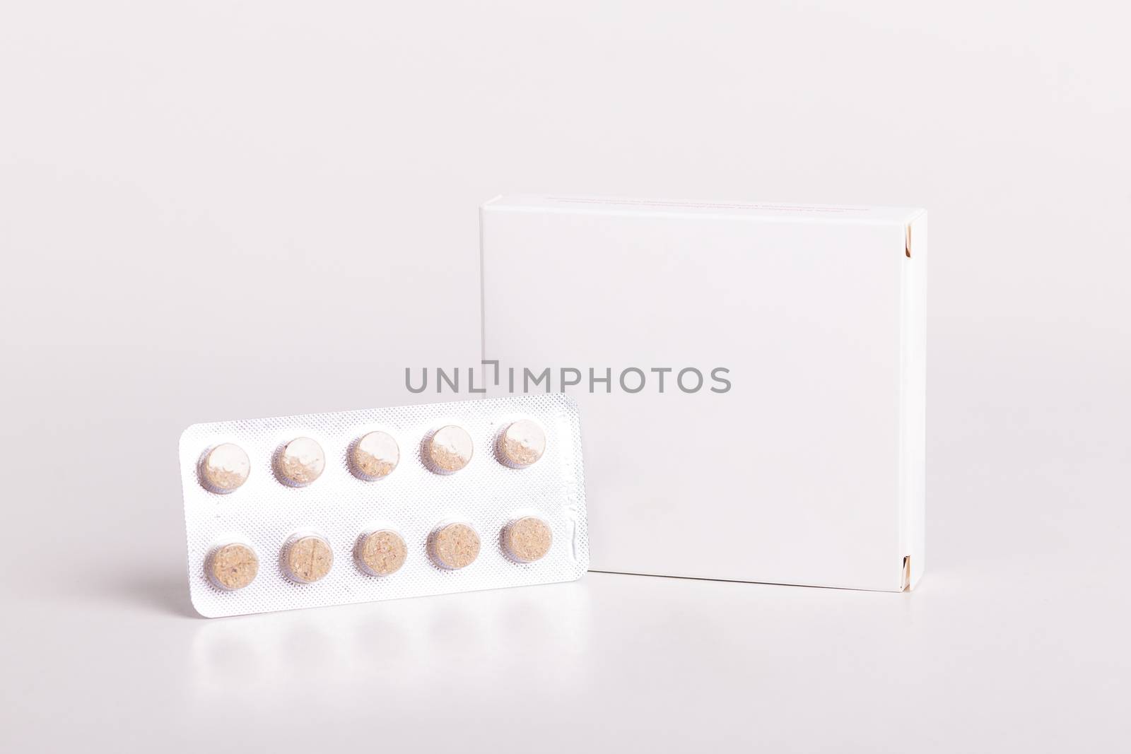 White pills box. Plastic bottles. Drugs box mock-up. Medical blank cardboard. Pills bottle. Mockup.