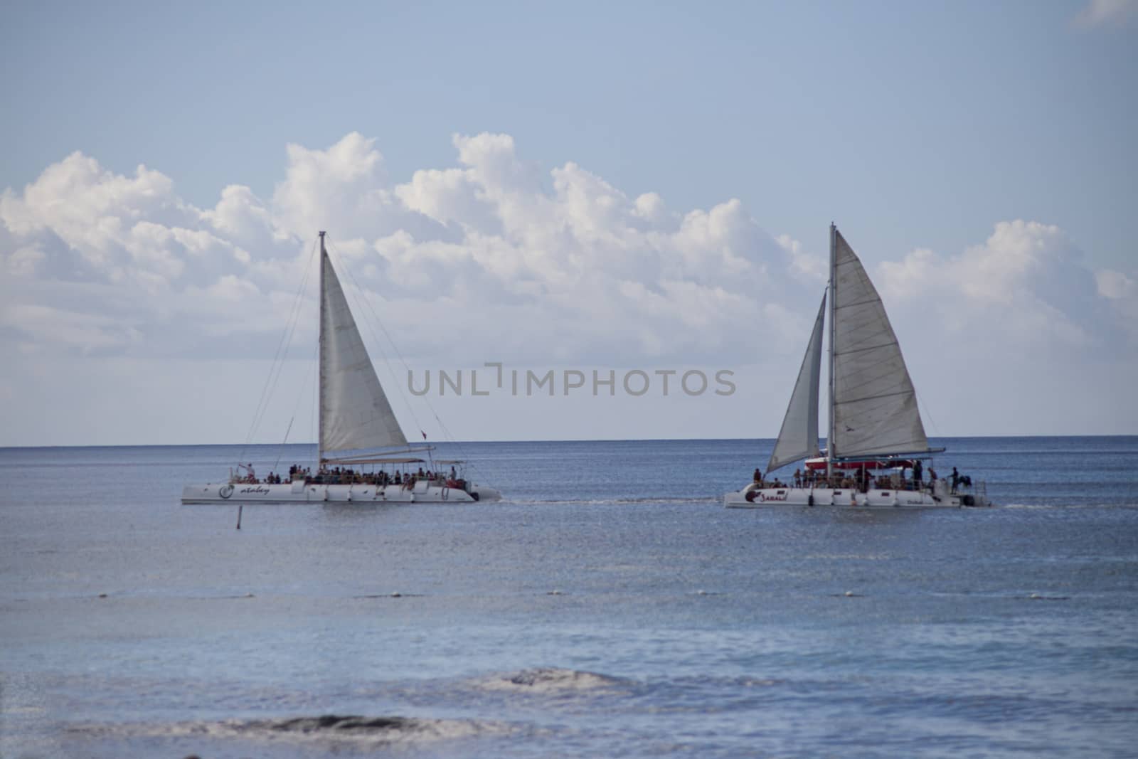 BAYAHIBE, DOMINICAN REPUBLIC 13 DECEMBER 2019: Sailboats on Bayahibe sea