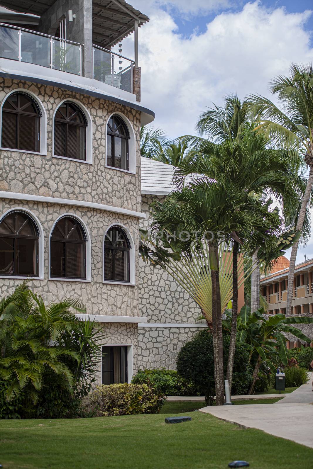 BAYAHIBE, DOMINICAN REPUBLIC 13 DECEMBER 2019: Dominican resort building