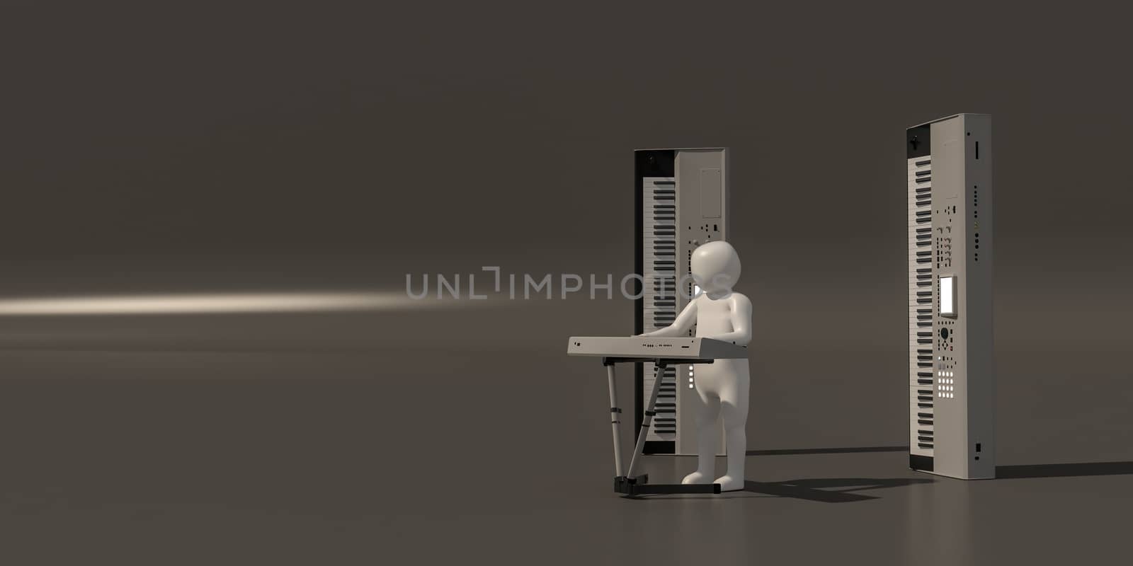 3d illustrator group of career musician symbols on a gray background, 3d rendering of the Music player. Includes a selection path.