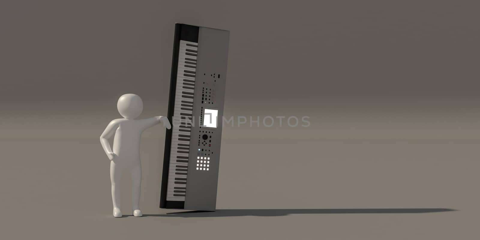 3d illustrator group of career musician symbols on a gray background, 3d rendering of the Music player. Includes a selection path.