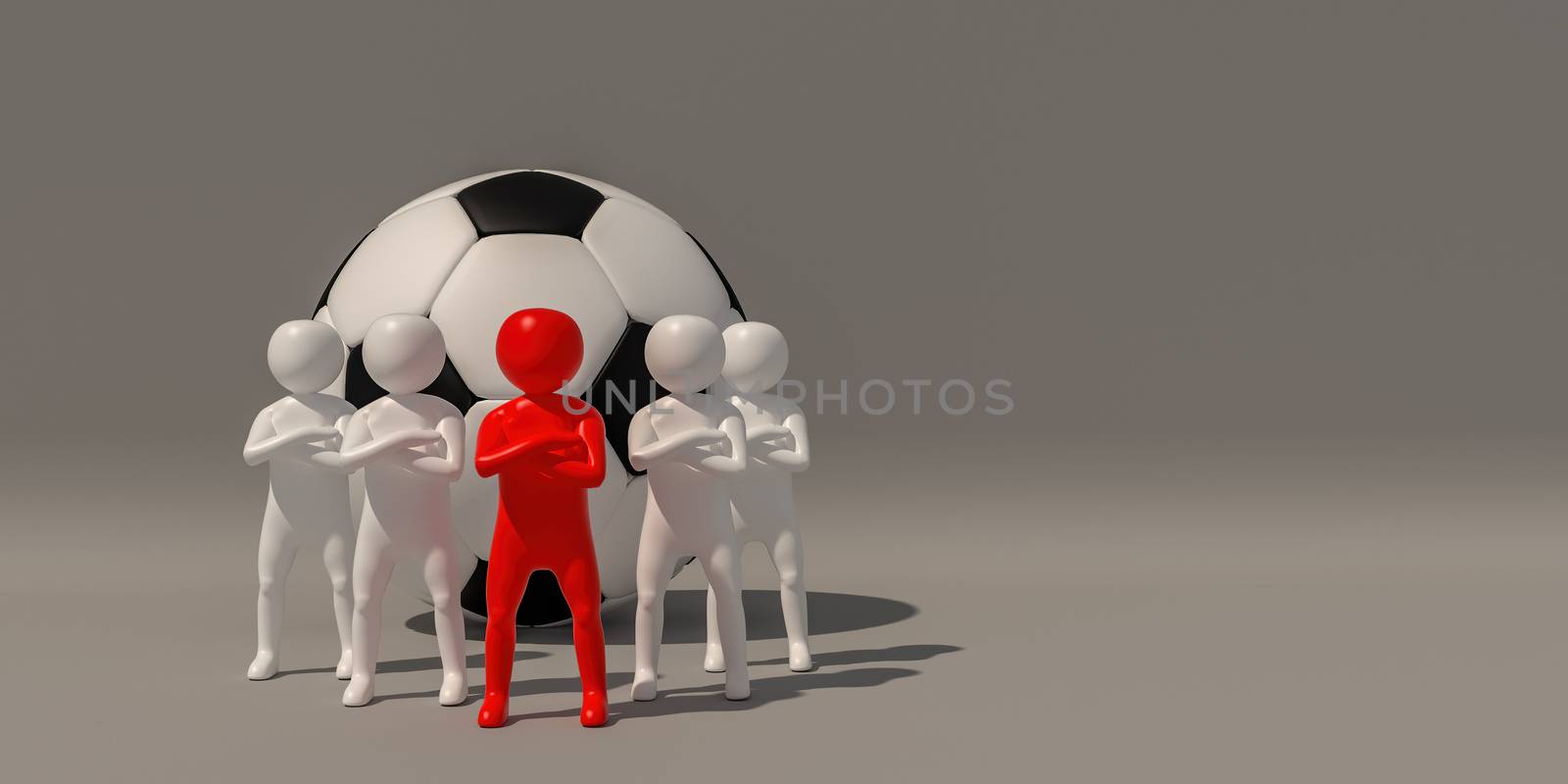 3d illustrator Footballer symbol on white background, 3d rendering of the playing football. Includes selection path.