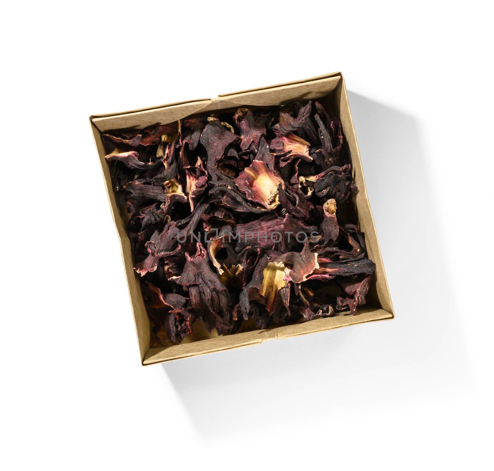 Hibiscus tea for making a drink on a white background.