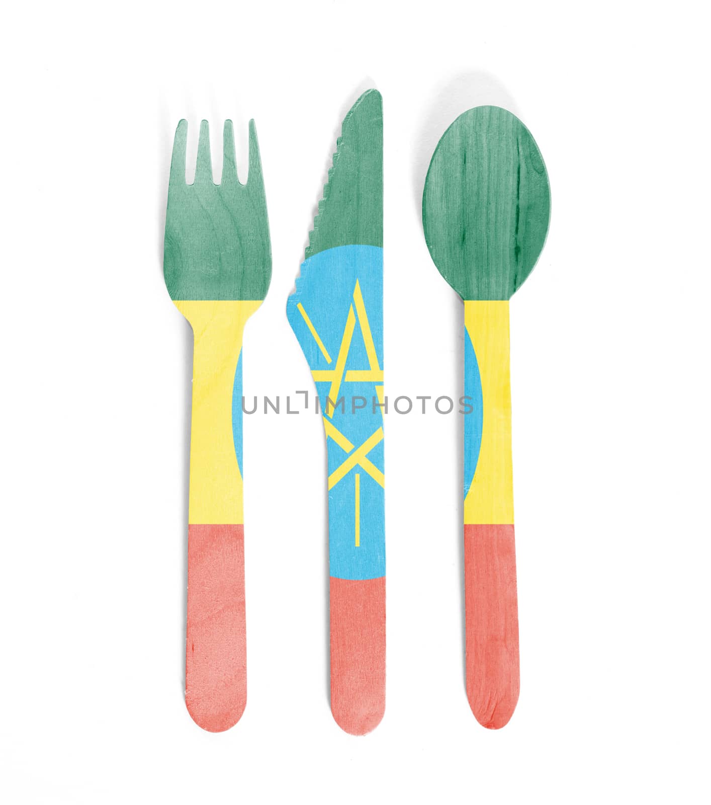 Eco friendly wooden cutlery - Plastic free concept - Flag of Eth by michaklootwijk