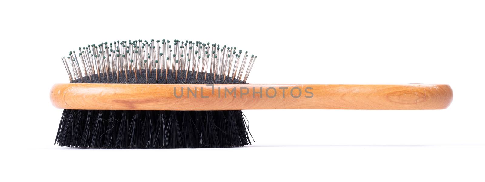 Old brush for dog or cat hair, used - Isolated on white