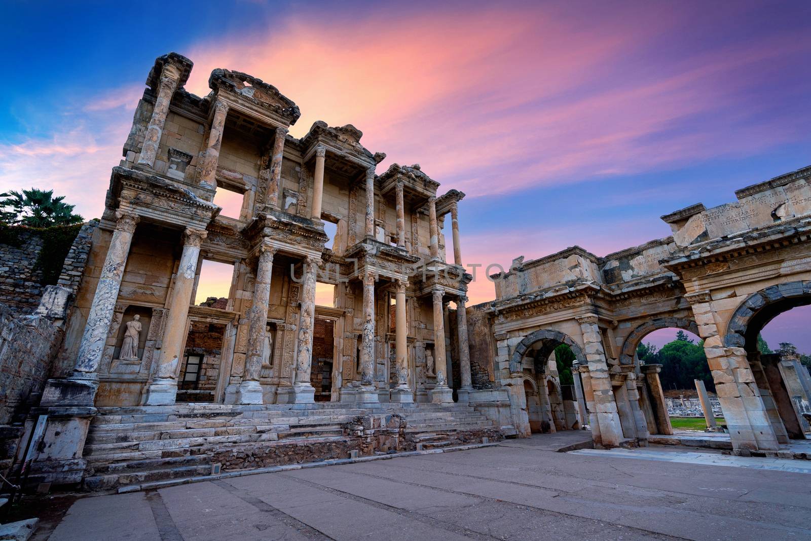 Celsus Library at Ephesus ancient city in Izmir, Turkey. by gutarphotoghaphy