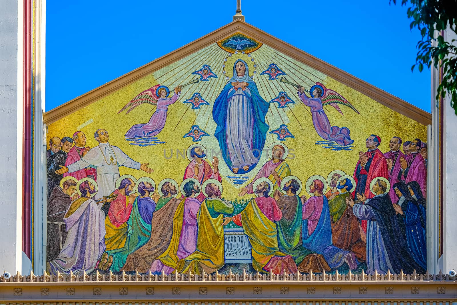 Mosaic Tiles on Catholic Church in Long Beach