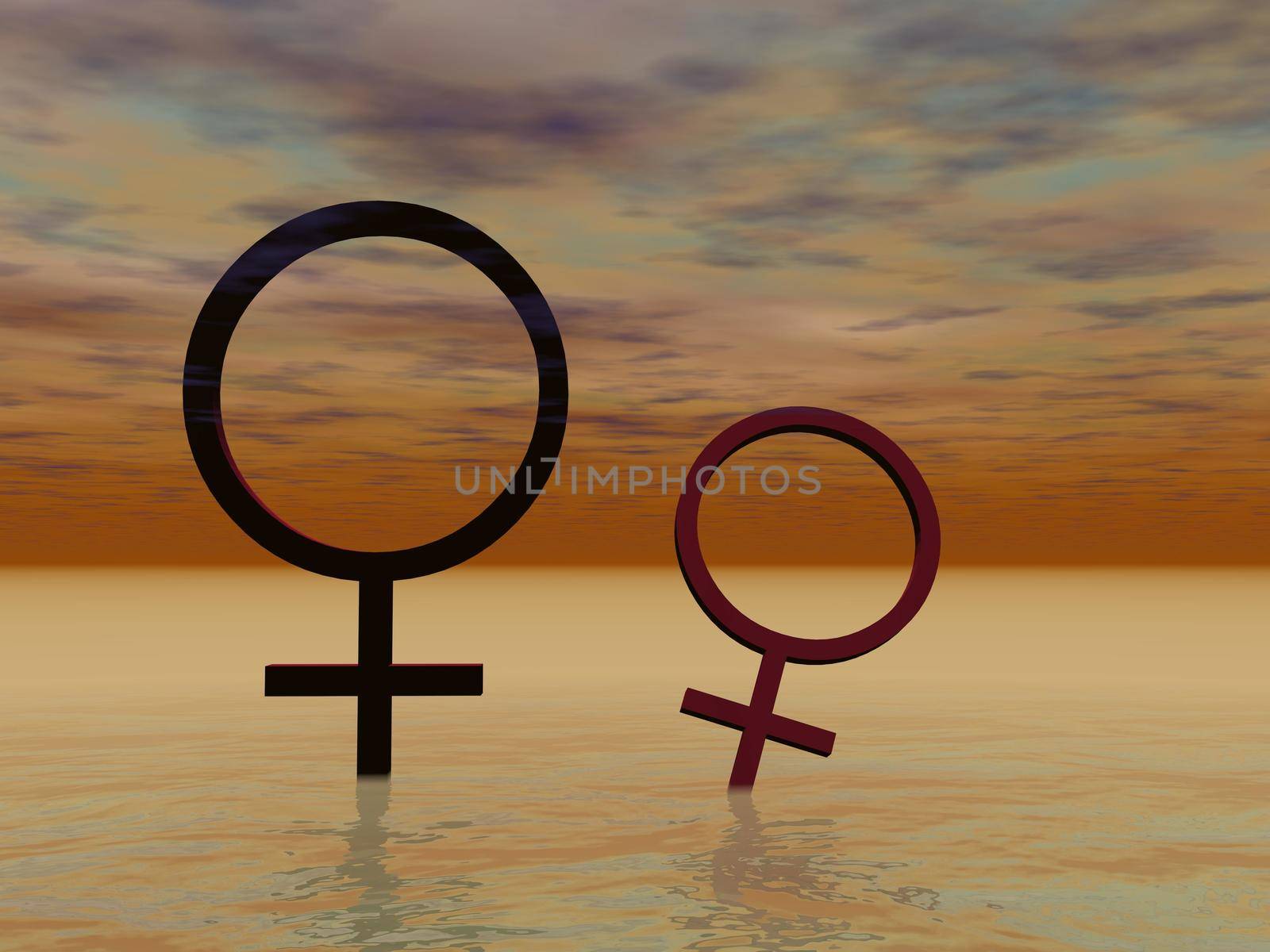 feminine symbol with a dream and meditation landscape - 3d rendering by mariephotos