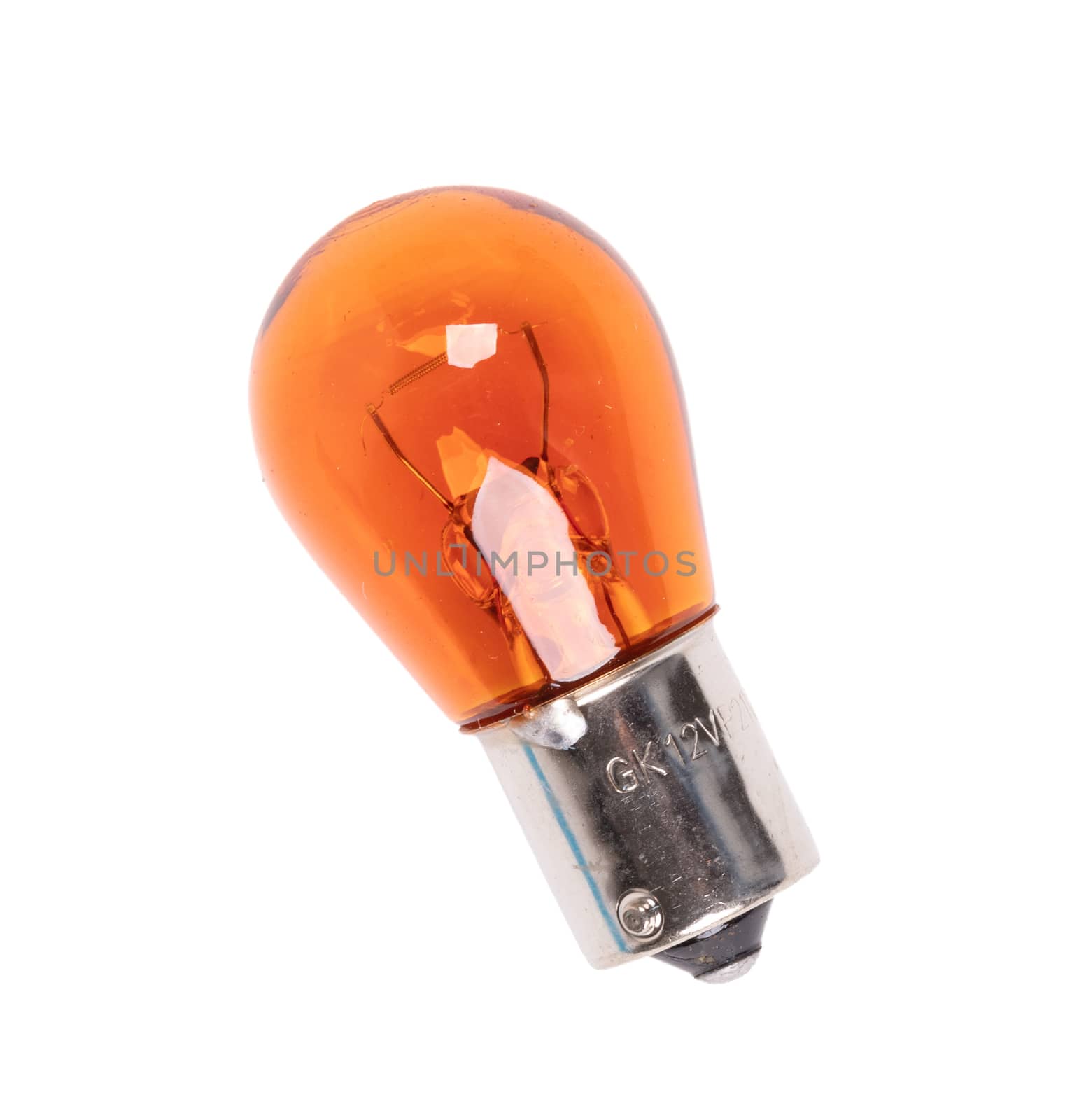 Orange bulb for car headlight, isolated on white
