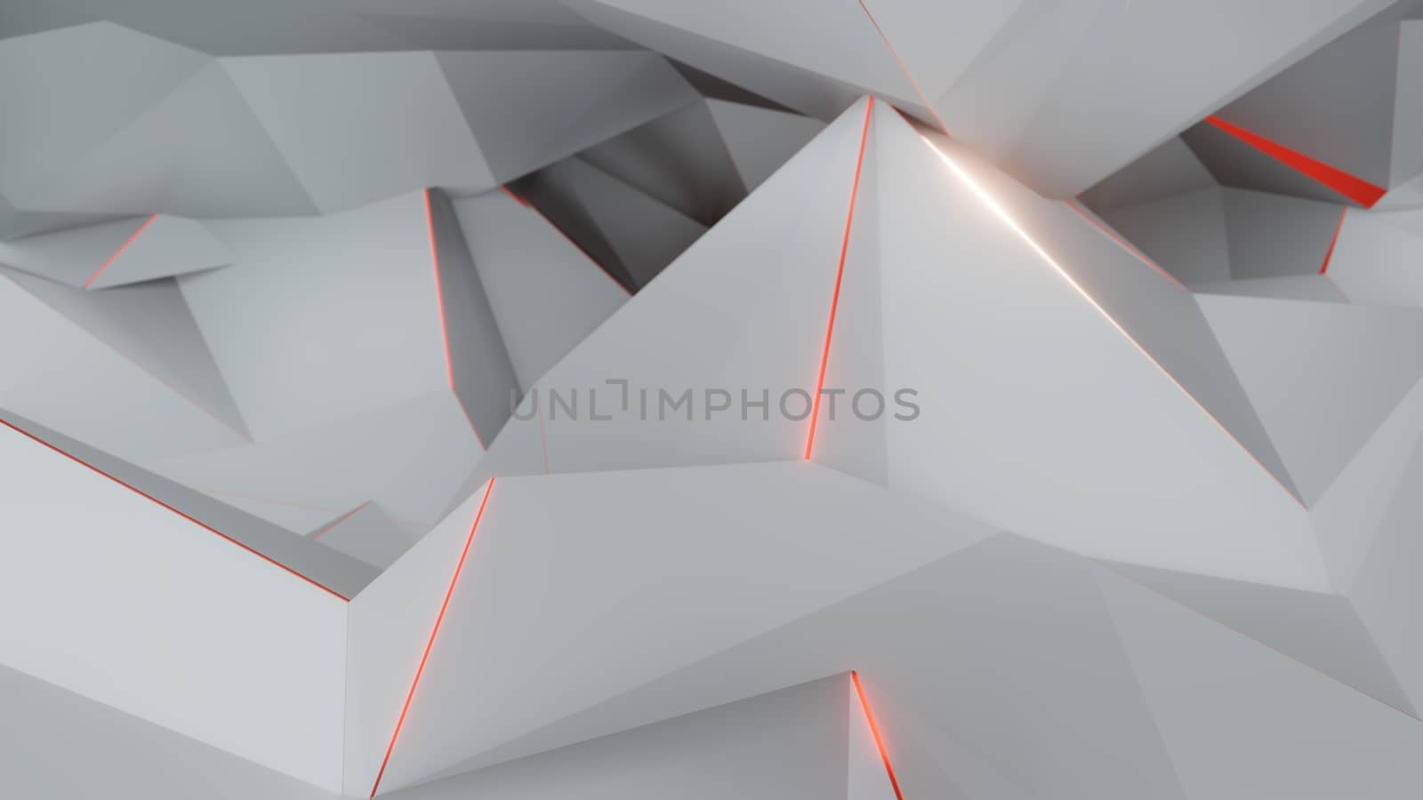 Abstract background of light blue triangles with luminous edges. 3D illustration