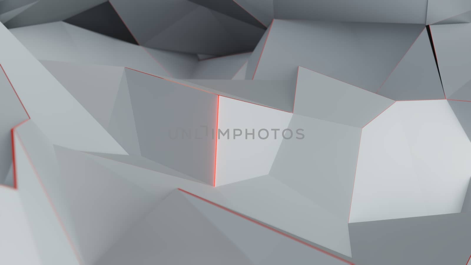 Abstract background of light blue triangles with luminous edges. 3D illustration