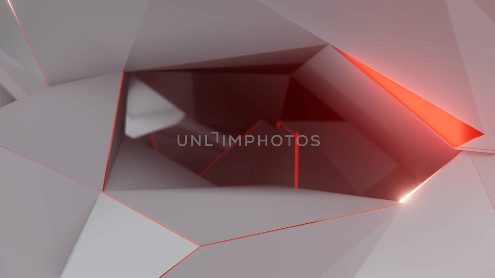 Abstract background of light blue triangles with luminous edges. 3D illustration