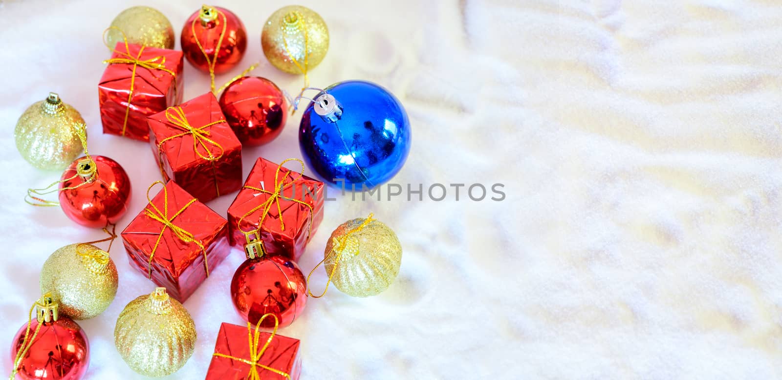 Merry christmas and happy new year greeting background. Christmas Lantern On Snow With Fir by sarayut_thaneerat