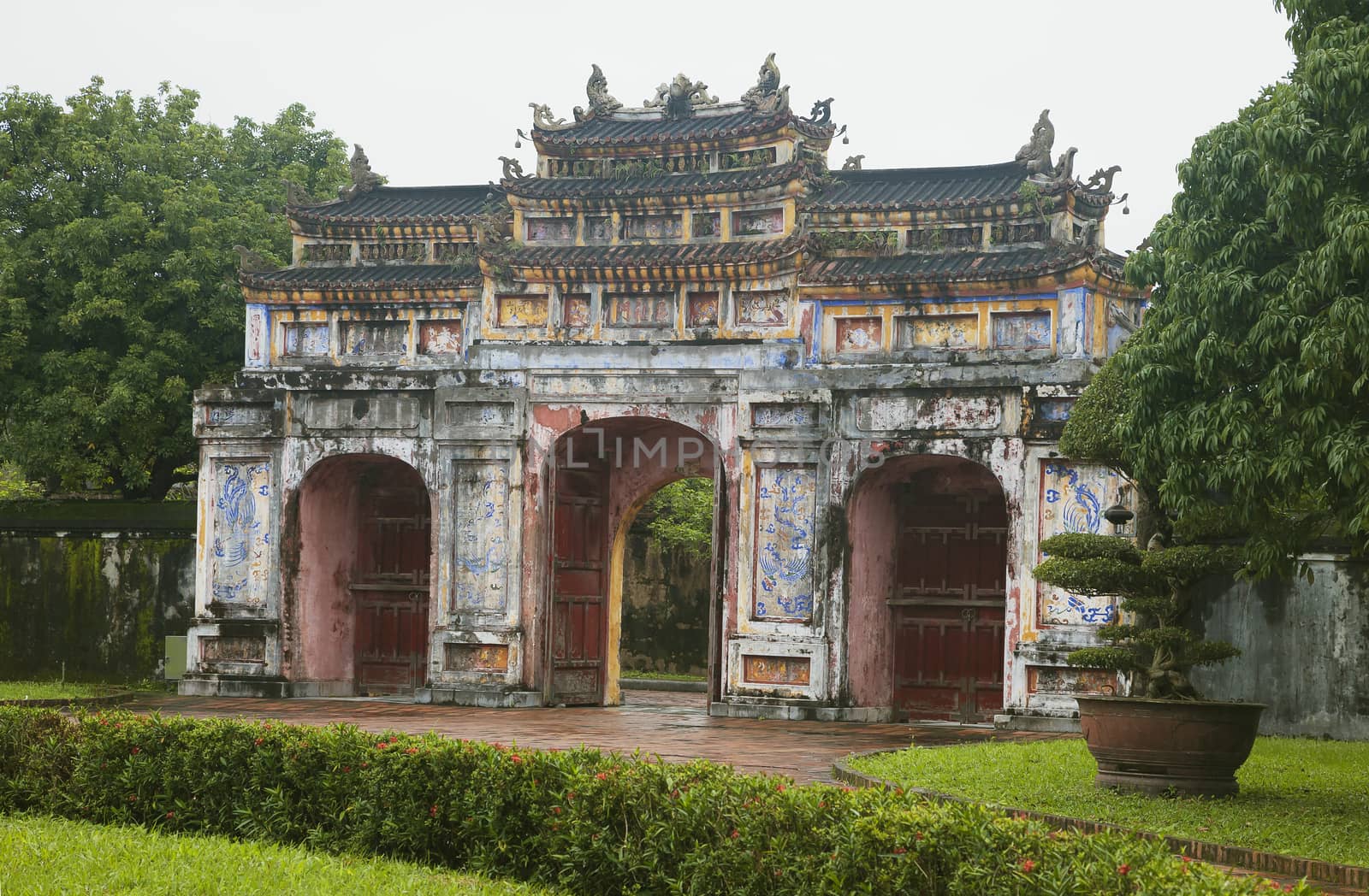 The old gate to the Citadel of the Imperial City in Hue, Vietnam