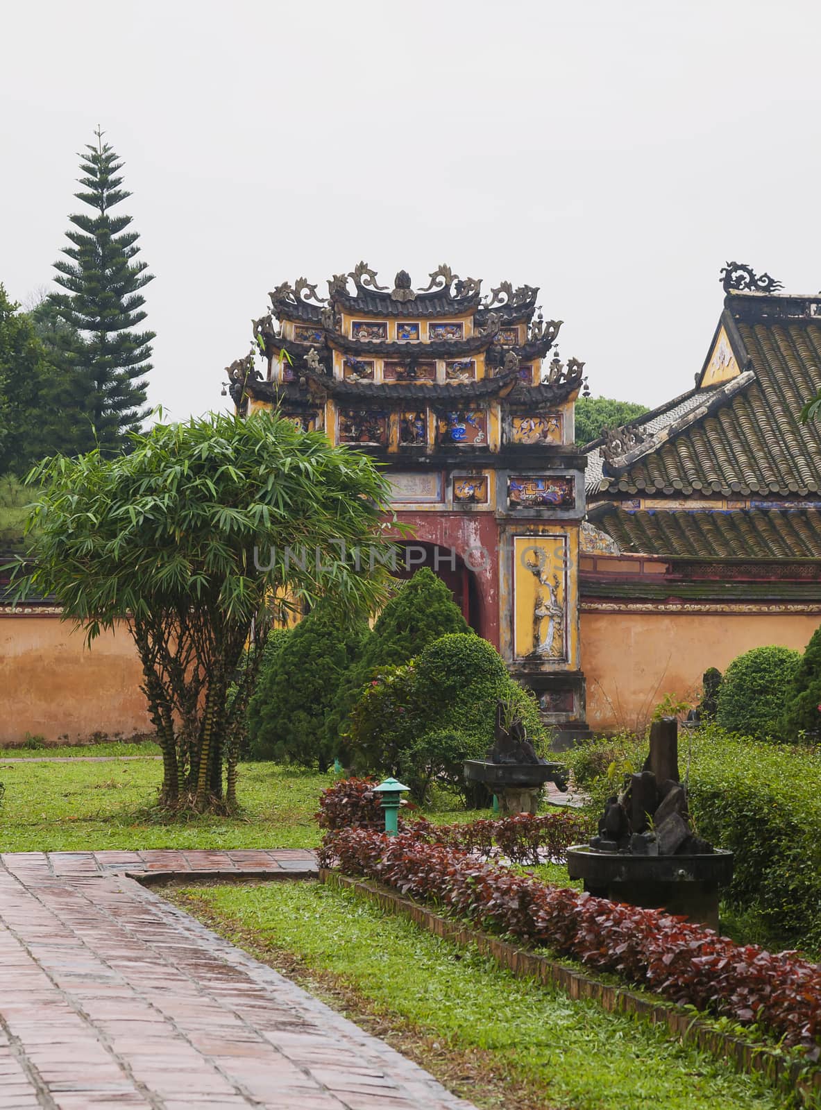 The old gate to the Citadel of the Imperial City in Hue, Vietnam