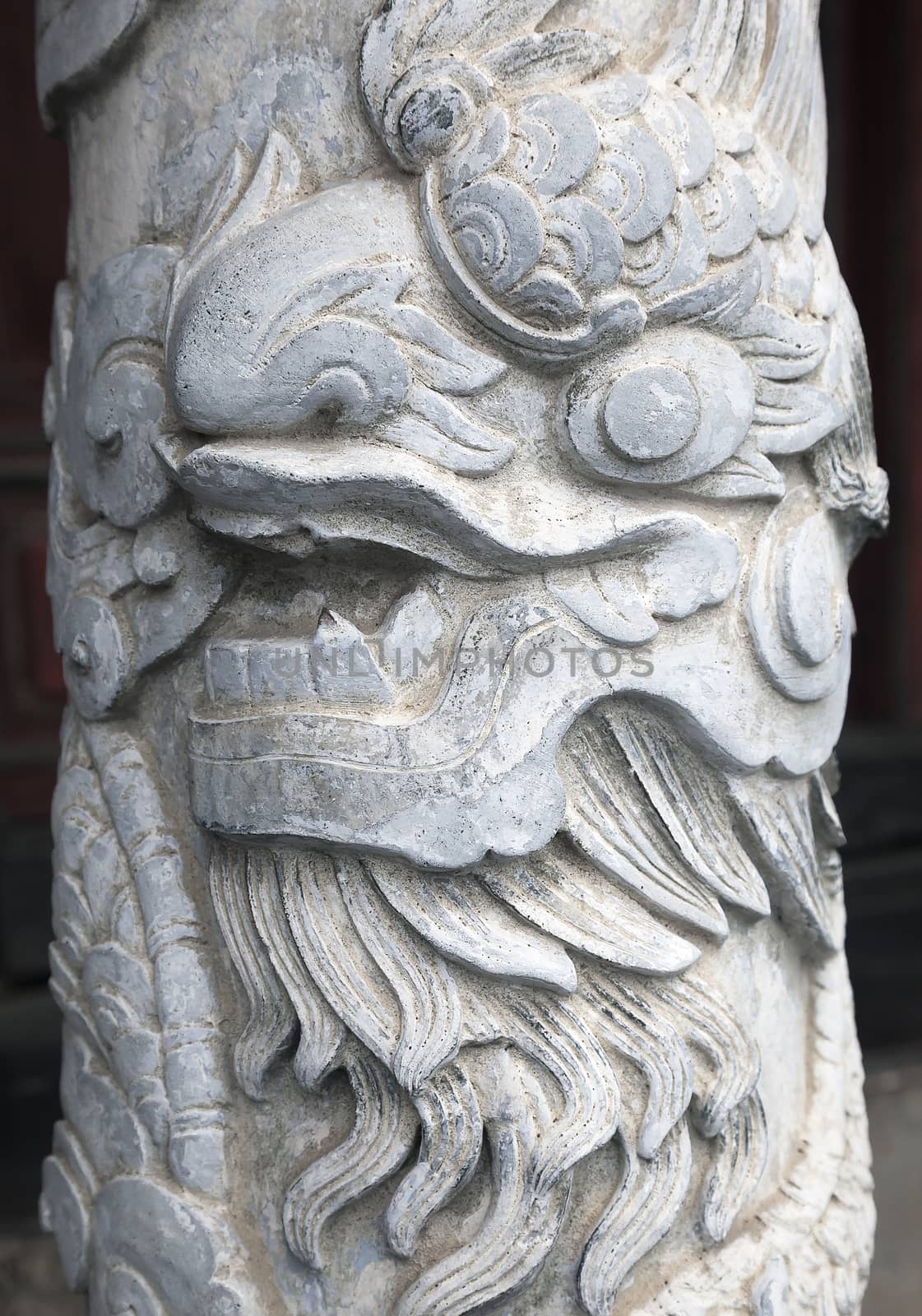 Dragon sculpture in Imperial Palace in Hue, Vietnam