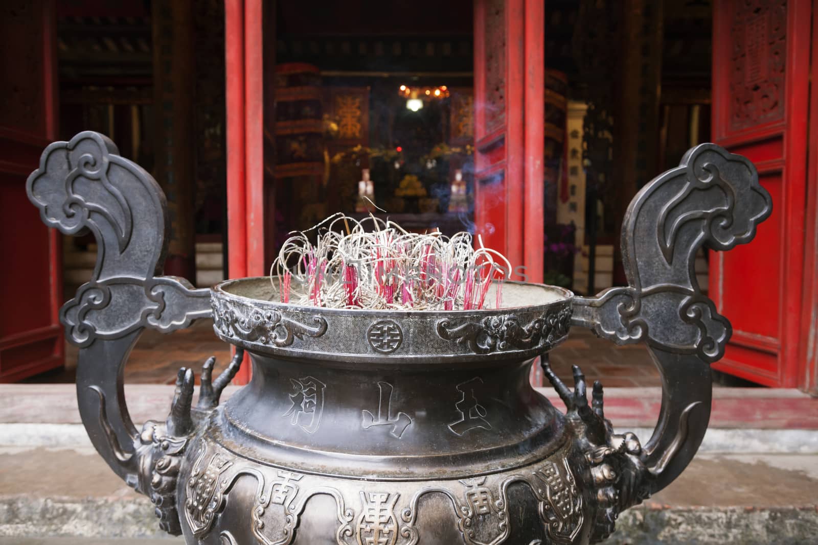 Incence burner in Ngoc Son temple, Hanoi, Vietnam