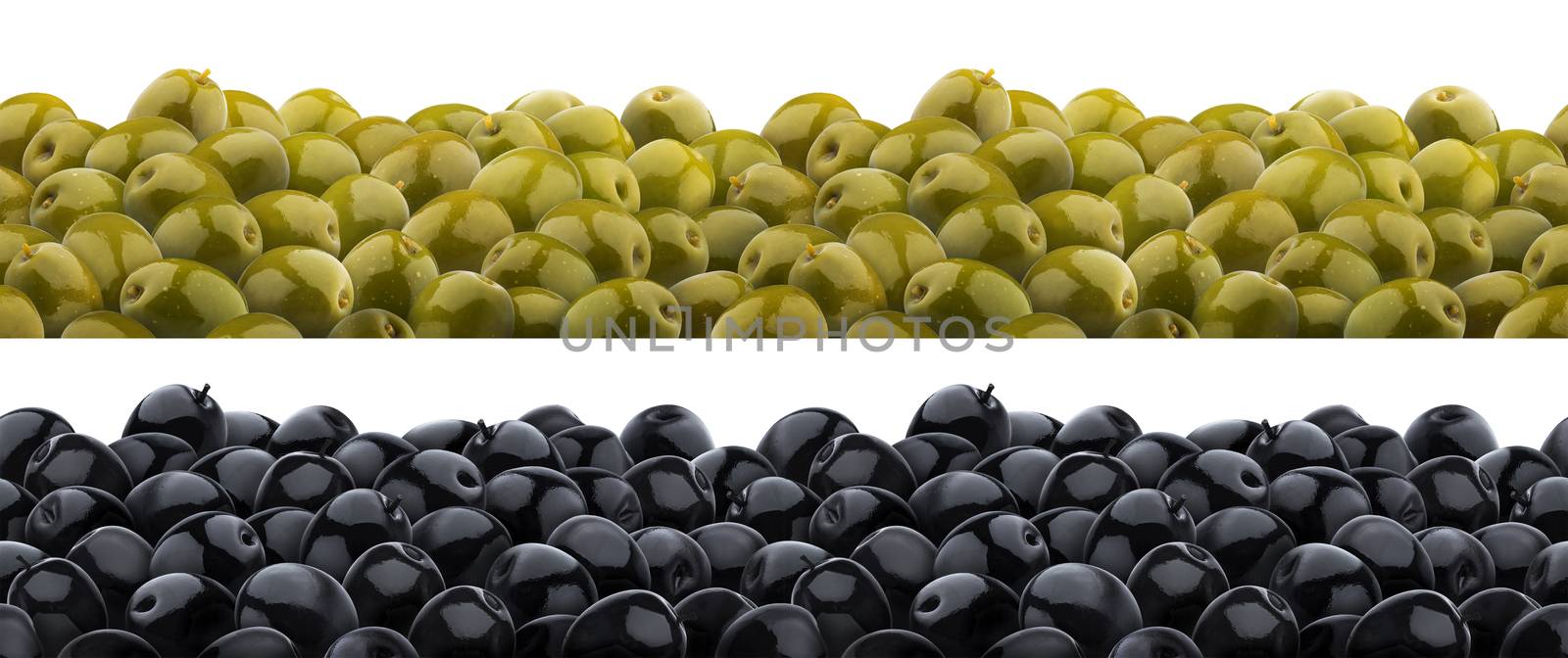 Heap of marinated olives seamless pattern. Isolated on white background by xamtiw