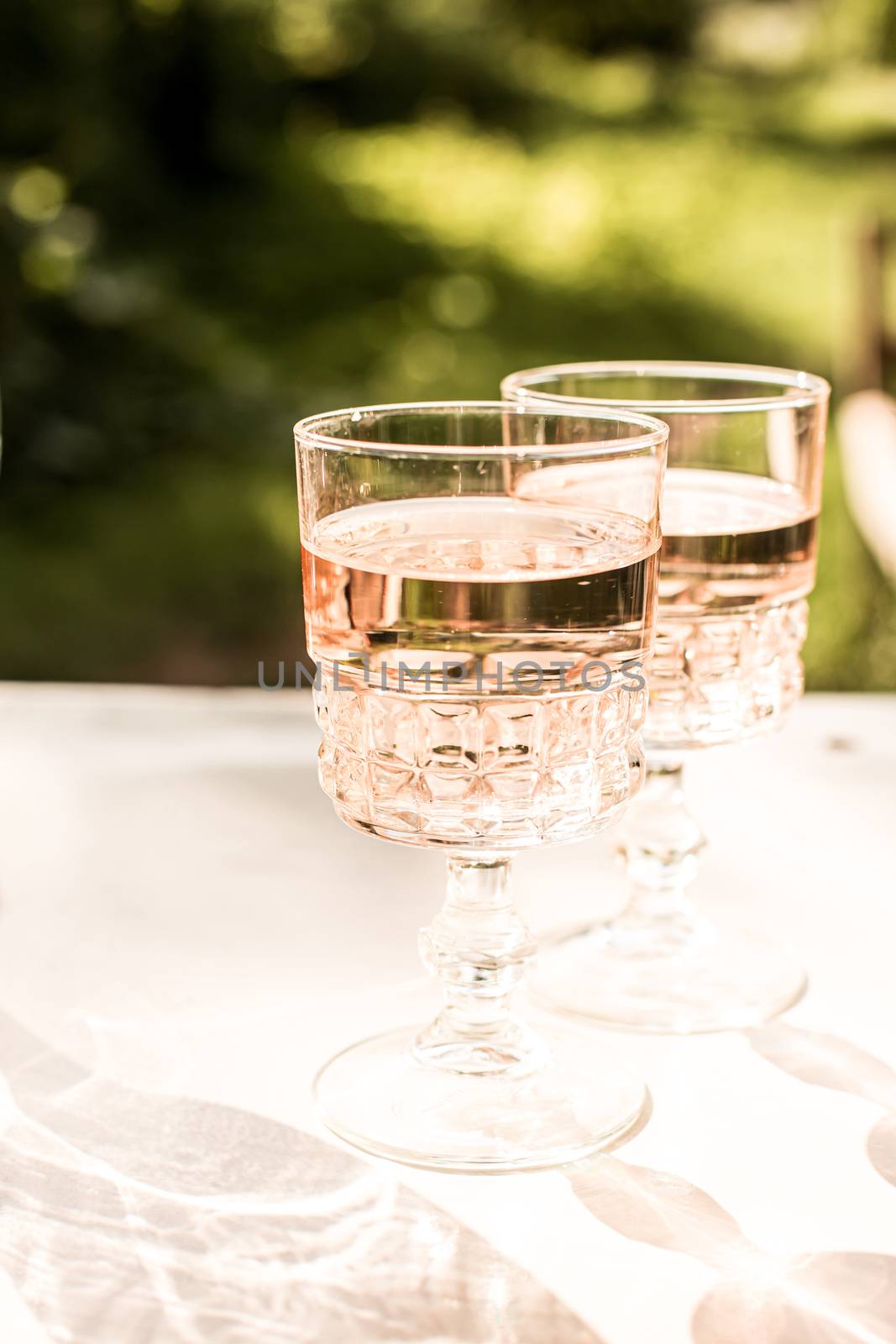 Rose wine in glasses.