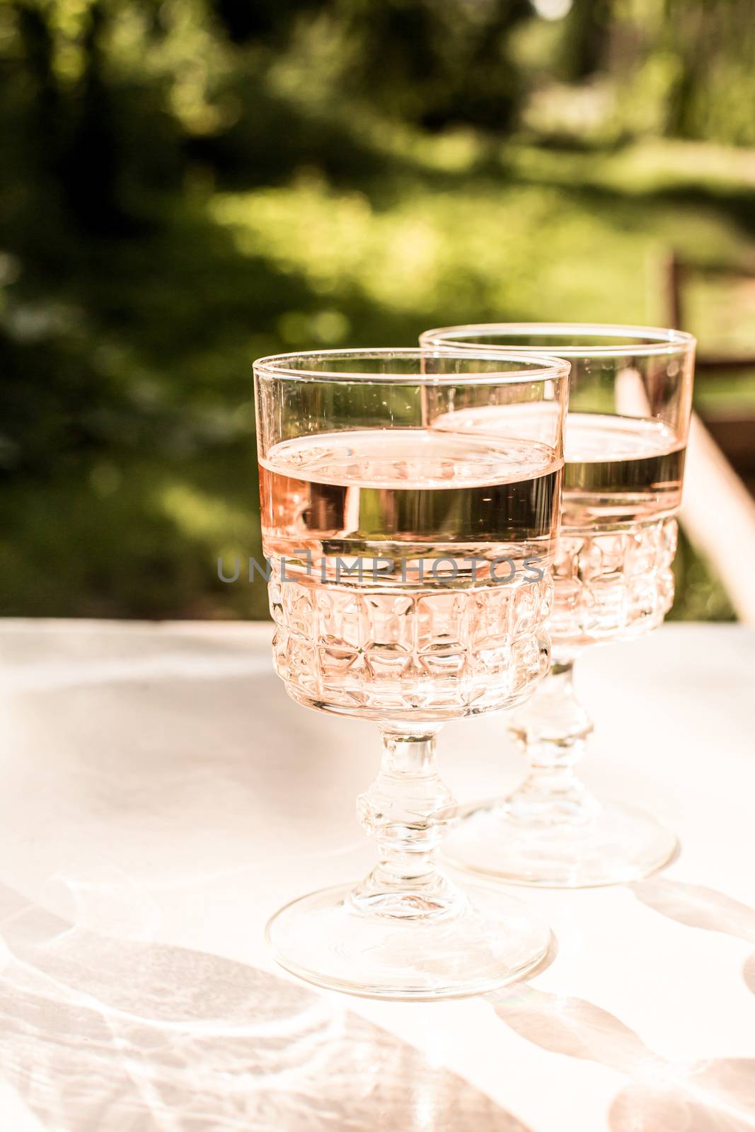 Rose wine in glasses.