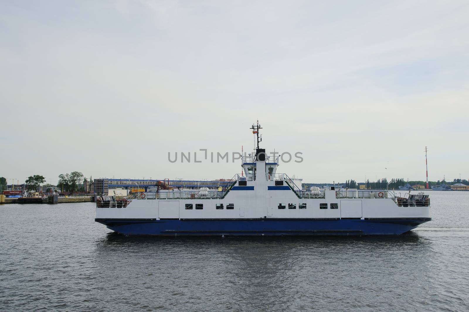 cruise ferry ship sailing in still water