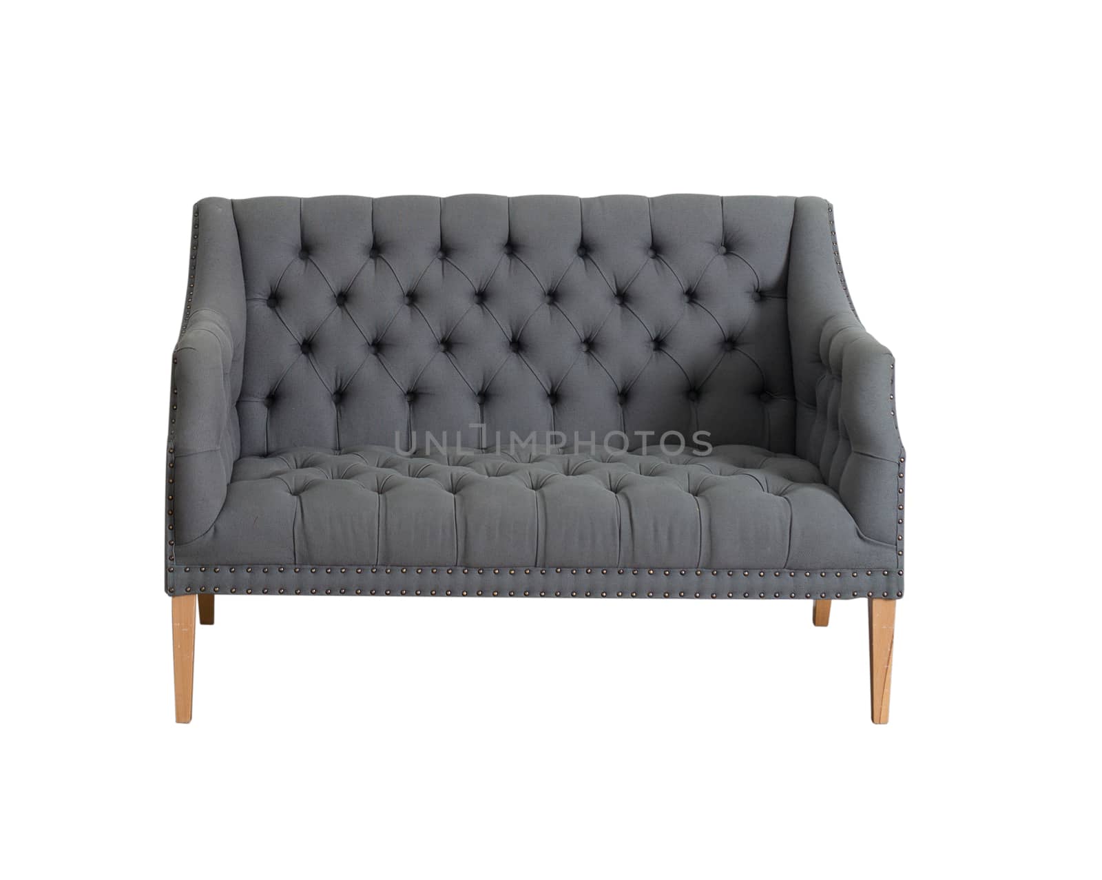 grey sofa isolated on white background, couch Ottoman with grey upholstery retro classicism style by dikkens