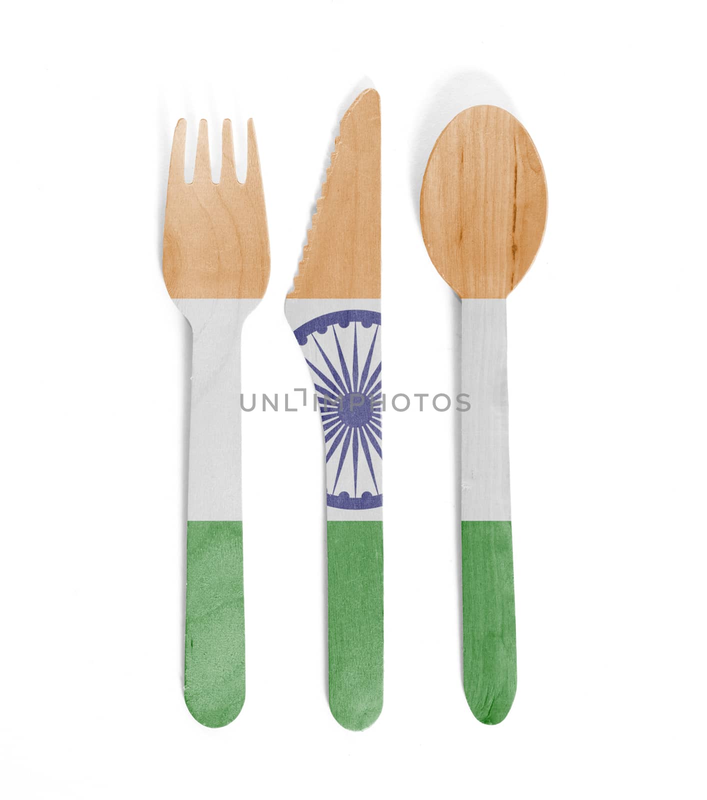 Eco friendly wooden cutlery - Plastic free concept - Flag of Ind by michaklootwijk