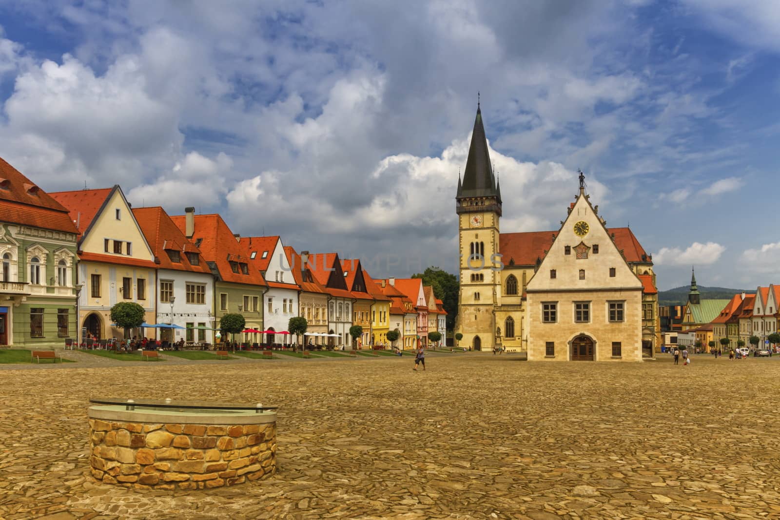 St. Egidius Basilica and city hall in old city of Bardejov, Slovakia by Elenaphotos21