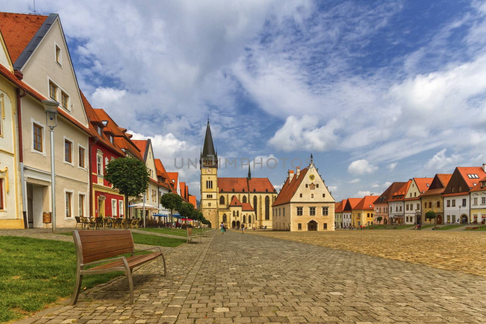 St. Egidius Basilica and city hall in old city of Bardejov, Slovakia by Elenaphotos21