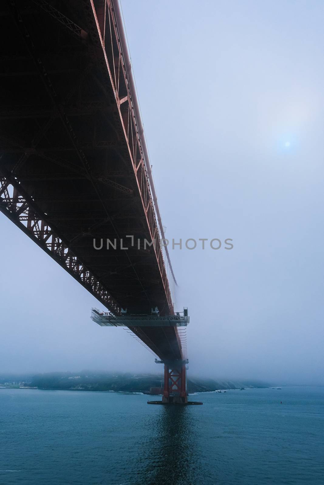 Under The Golden Gate Bridge in Heavy Fog
