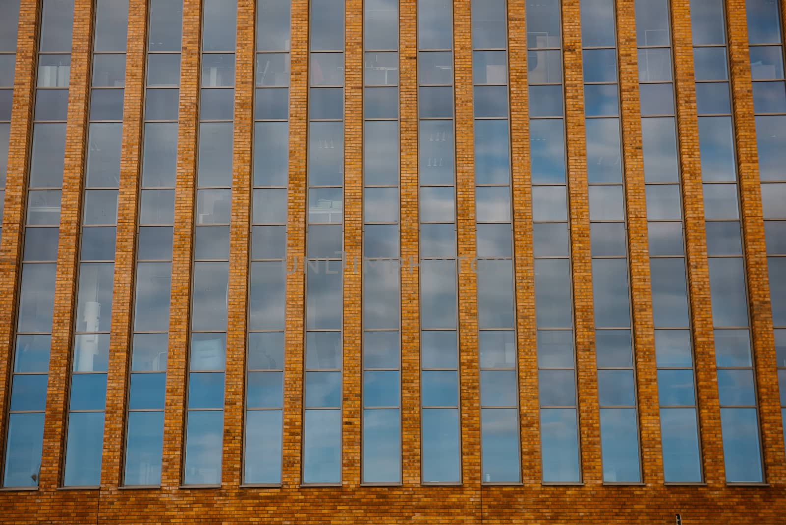 Modern glass silhouettes on modern building