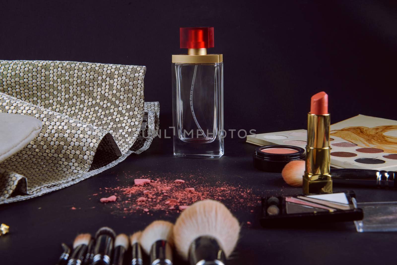 close up of a make up powder and a brush. by Brejeq