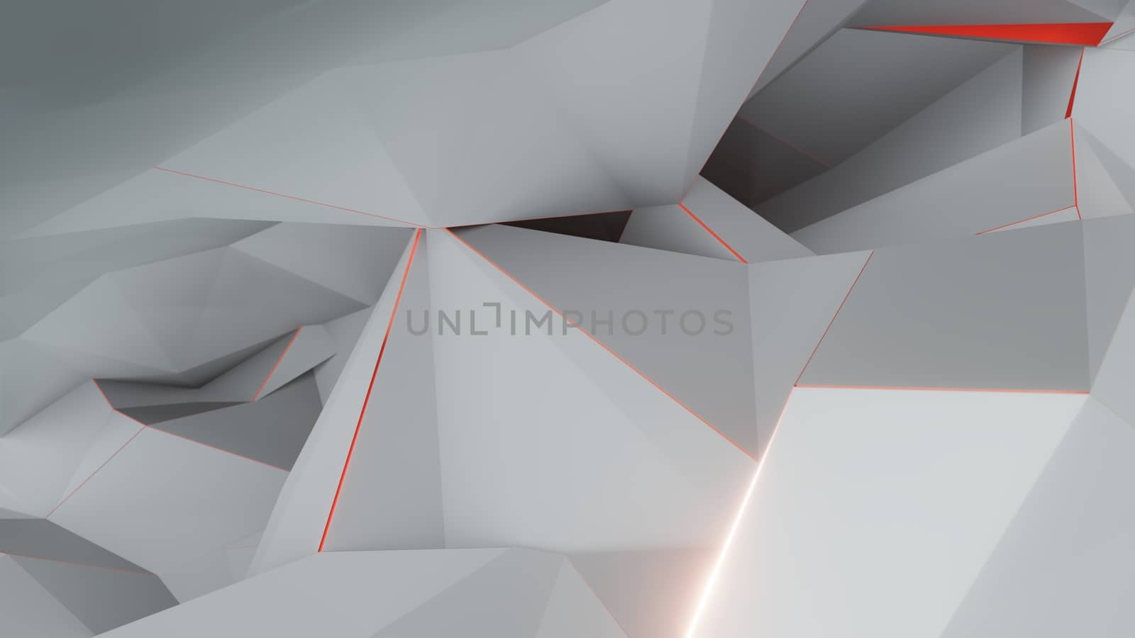 Abstract background of light blue triangles with luminous edges. 3D illustration