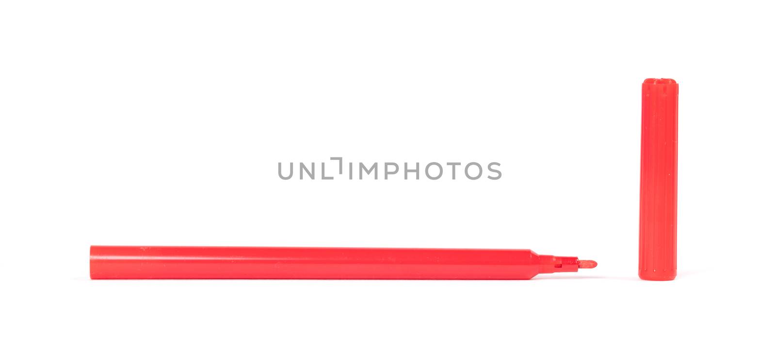Red felt-tip pen isolated on white background