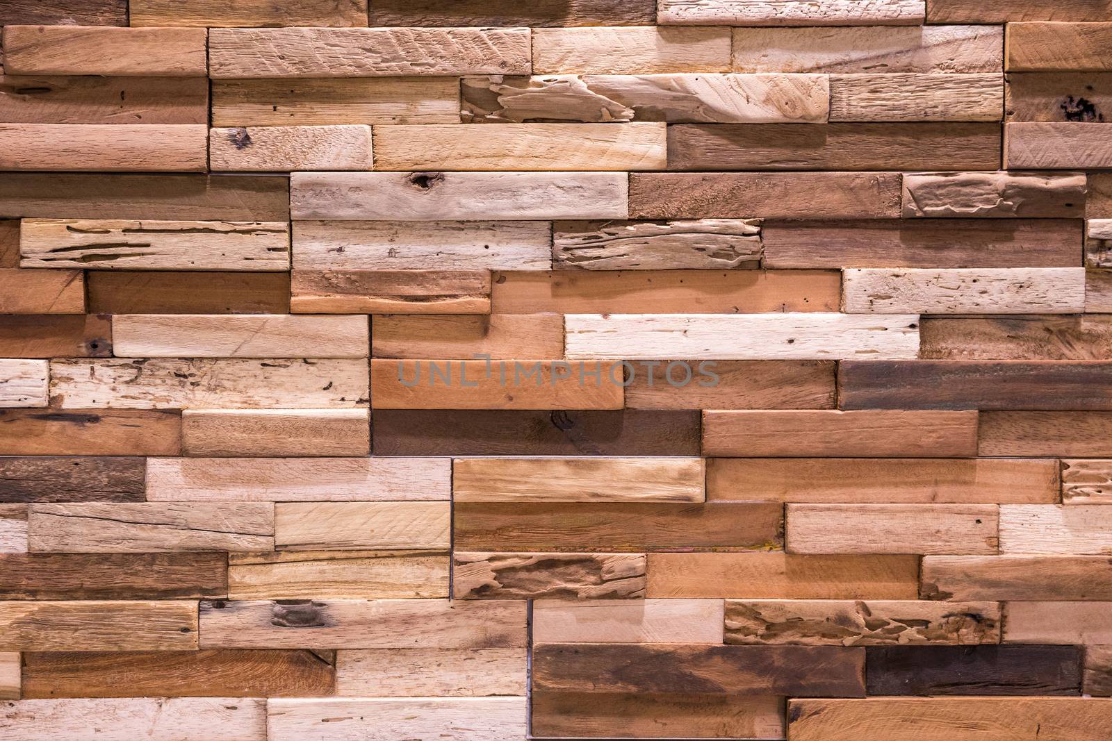 Wooden brick wall texture , wooden background ,Beautiful Abstract tiles, Bricks made of various types of wood. by petrsvoboda91