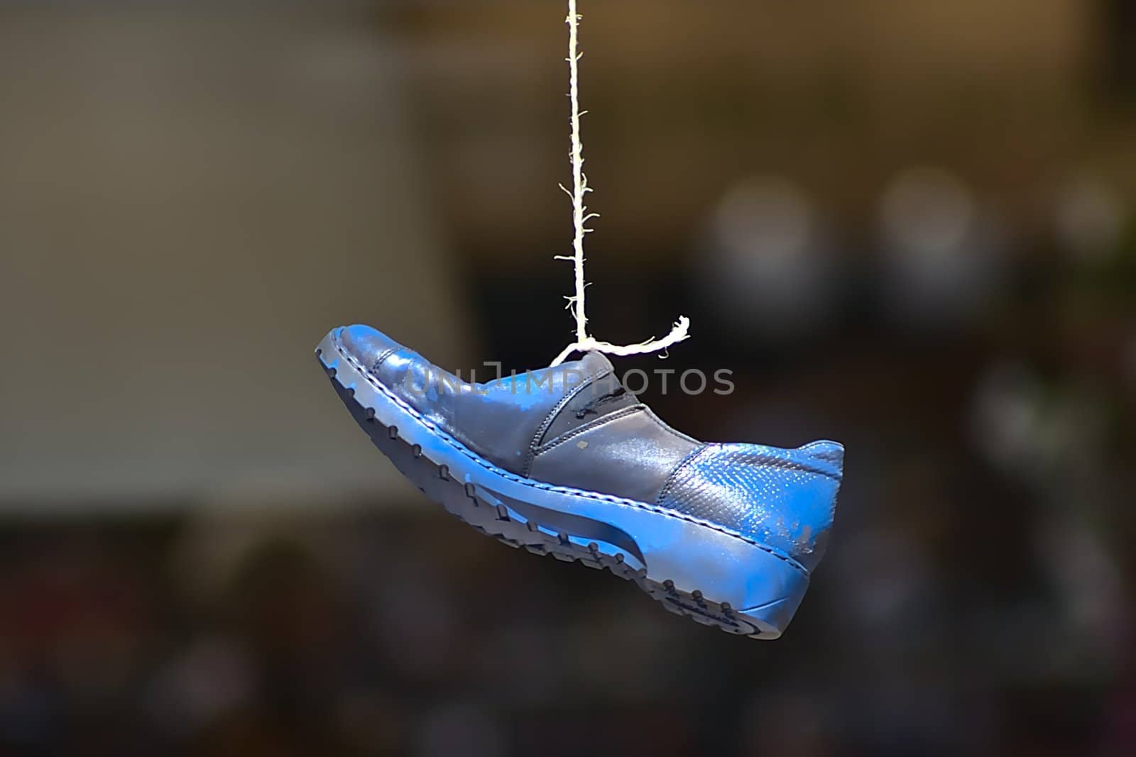 A blue shoe decorating the Limburg Street artist festival 2019 in Roermond, Netherlands