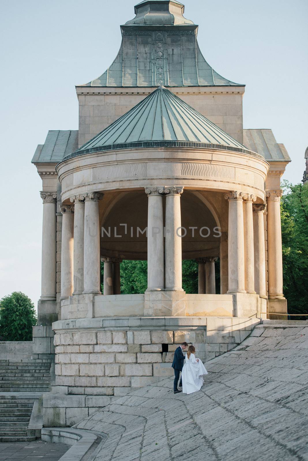 Bride and groom at a photo session in the old city