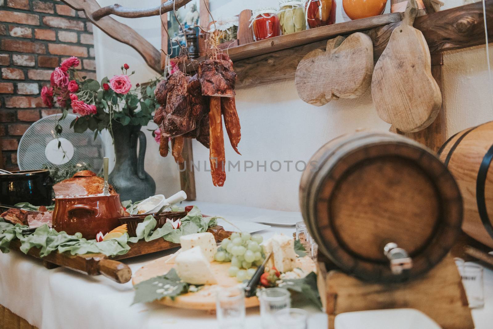 The elegant dinner table. Wedding table setting