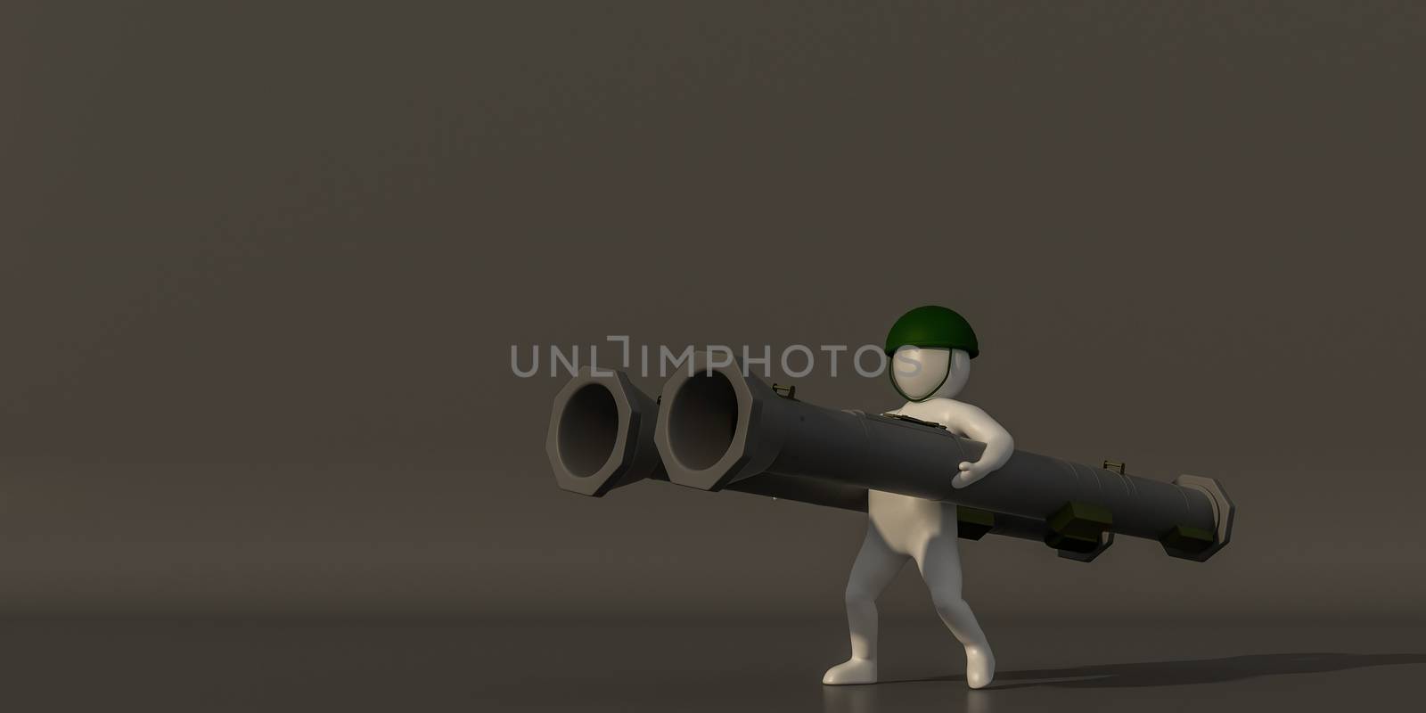 3d illustrator group of career symbols on a gray background, 3d rendering of the Soldiers and weapons of war. Includes a selection path.