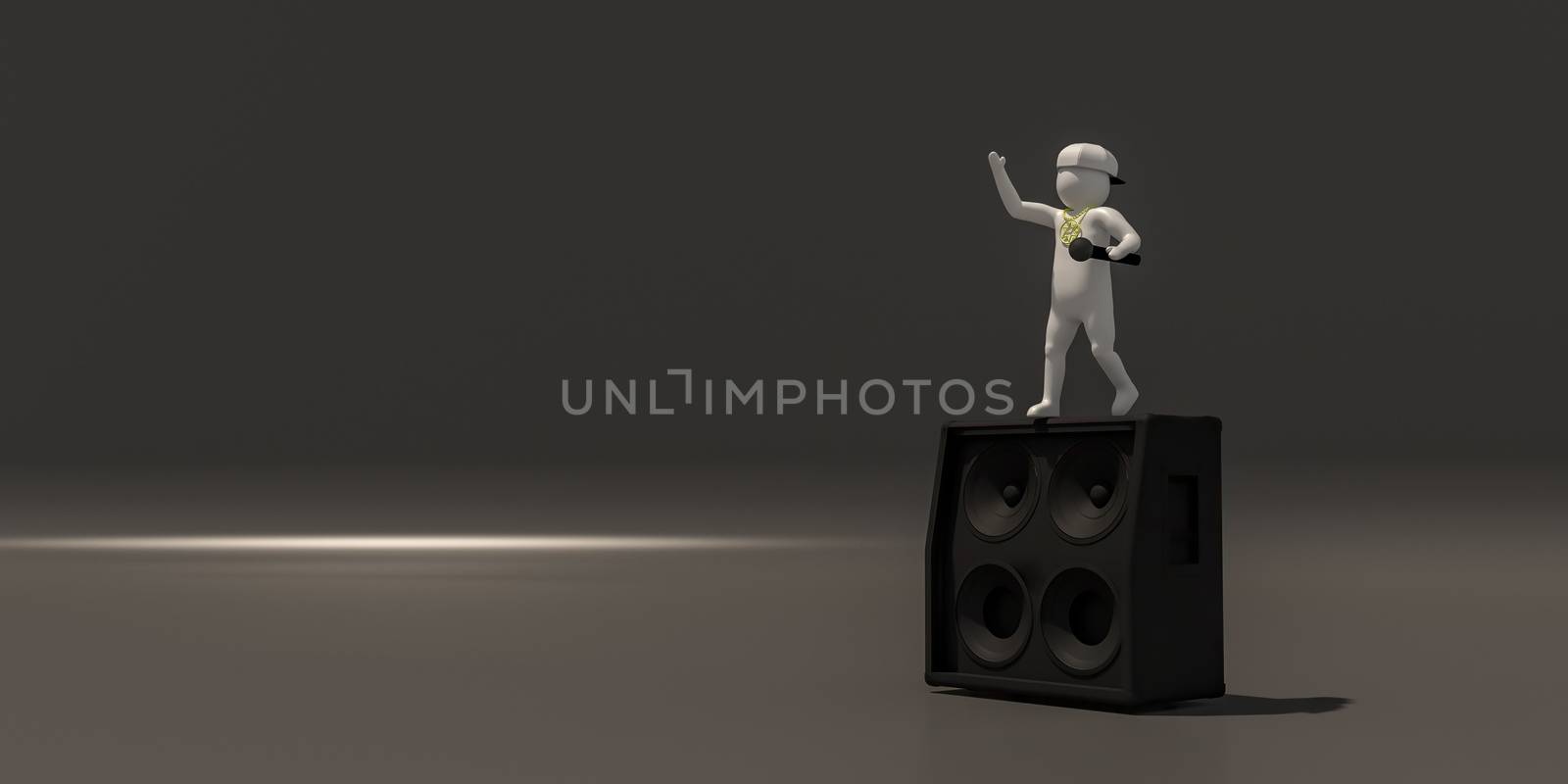 3d illustrator group of career musician symbols on a gray background, 3d rendering of the Music player. Includes a selection path.