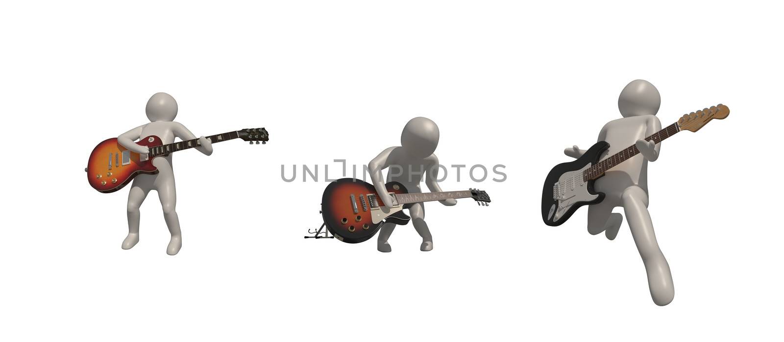 3d illustrator group of career musician symbols on a gray background, 3d rendering of the Music player. Includes a selection path.
