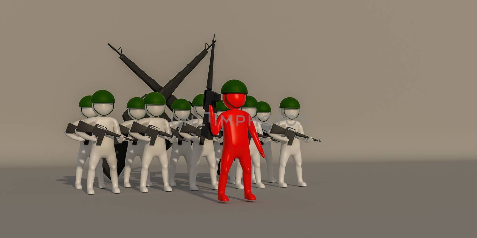 3d illustrator soldier symbol on gray background, 3d rendering of the playing football. Includes selection path.
