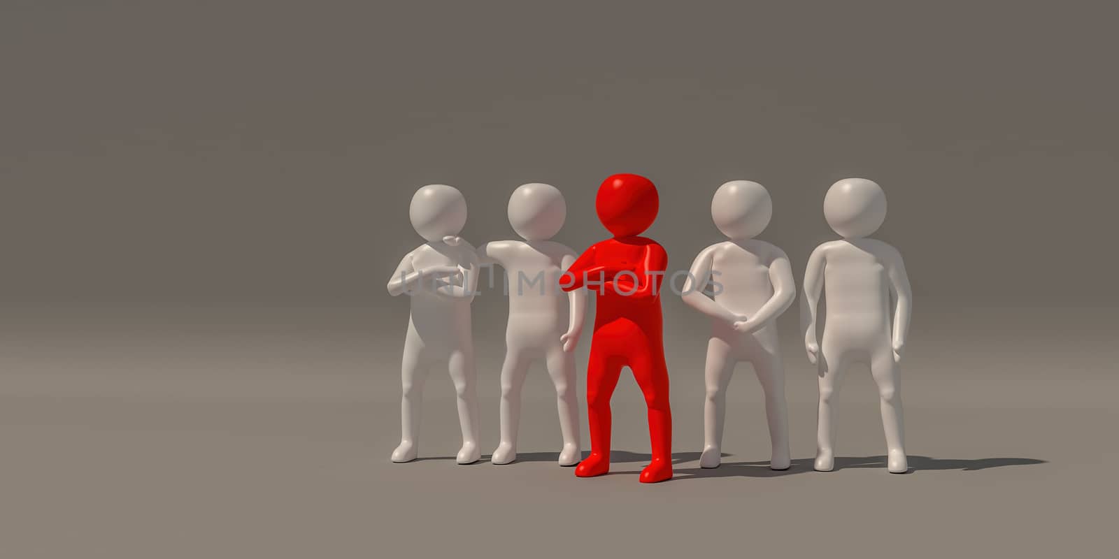 3d illustrator group of people symbols on gray background, 3d rendering of the playing football. Includes selection path.