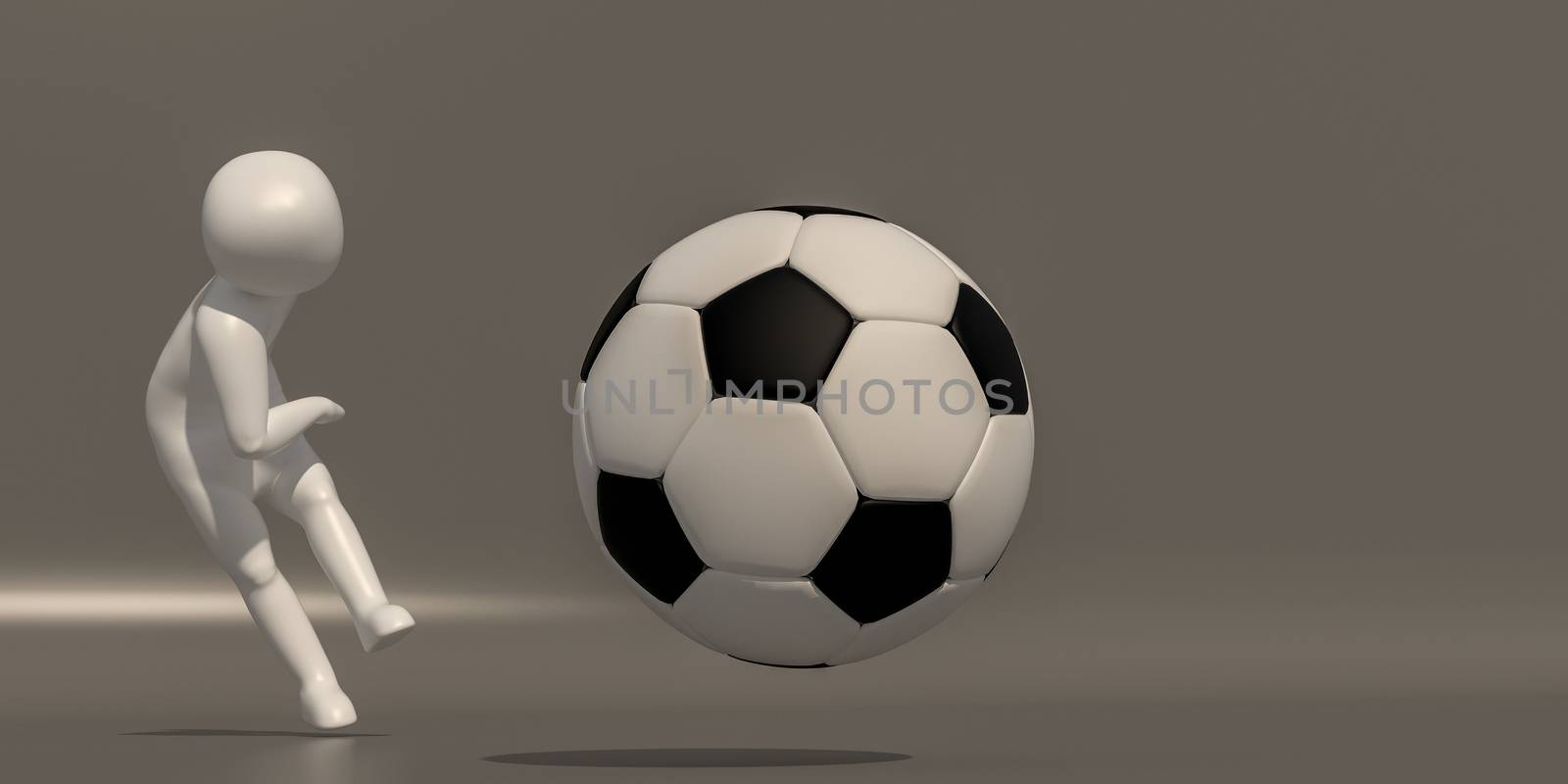 3d illustrator group of career symbols on a gray background, 3d rendering of the playing football. Includes a selection path.