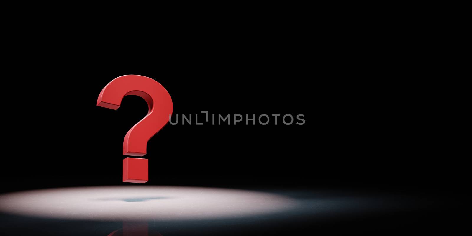 Red question mark Spotlighted on Black Background by make
