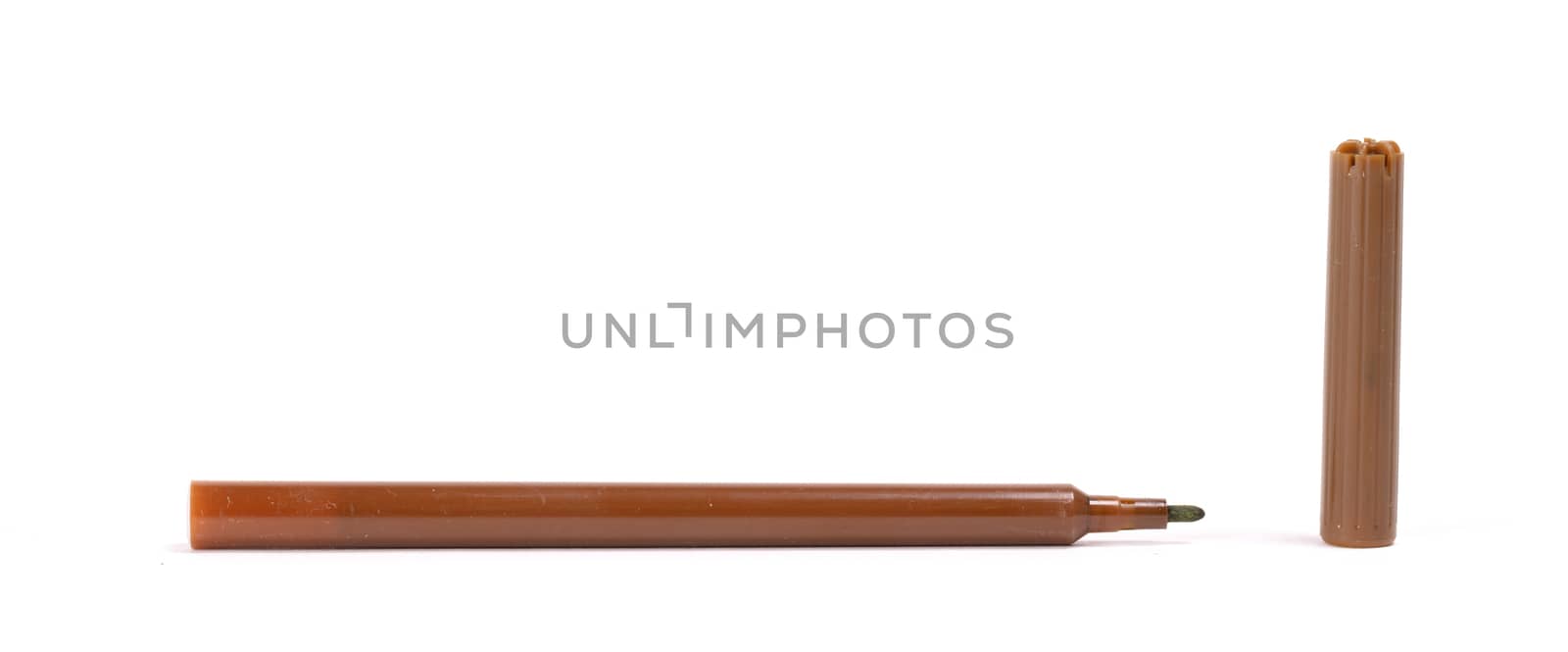 Brown felt-tip pen isolated on white background